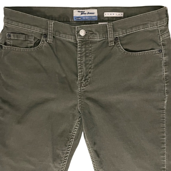 Women’s Old Navy Blue Jeans Corduroy Green Straight Leg Sz 10 Tall 32”w X 31”l - Picture 3 of 5